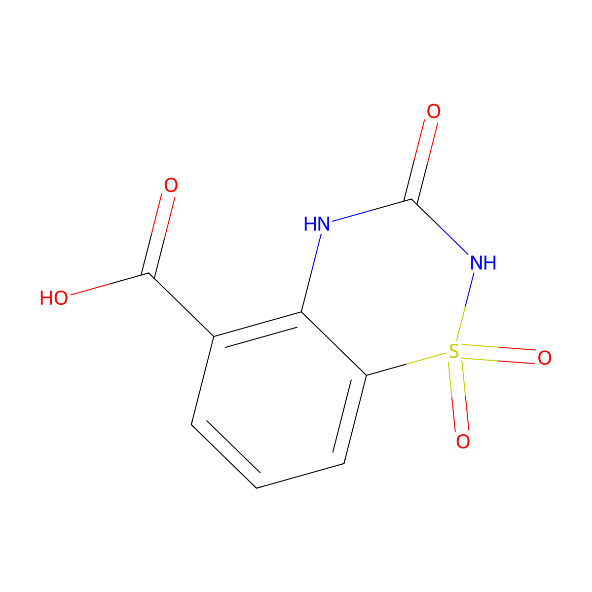 3-oxo-3,4-dihydro-2H-benzo[e][1,2,4]thiadiazine-5-carboxylic acid 1,1-dioxide molecular structure, CAS 1943702-00-8