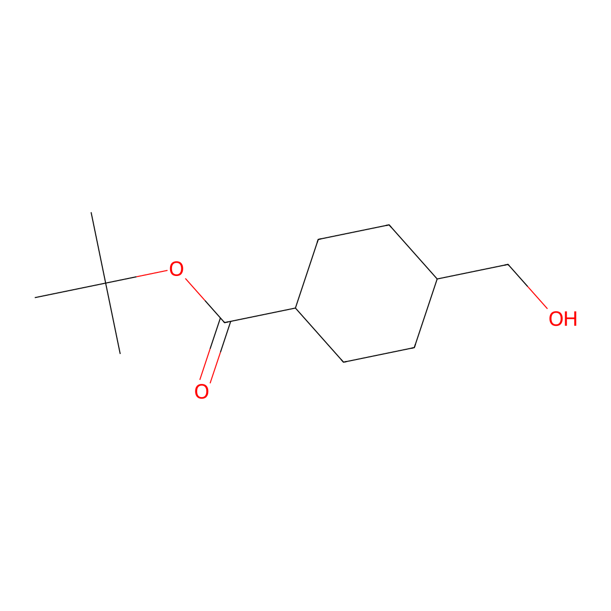 Tert-butyl trans-4-(hydroxymethyl)cyclohexanecarboxylate molecular structure, CAS 1943744-53-3
