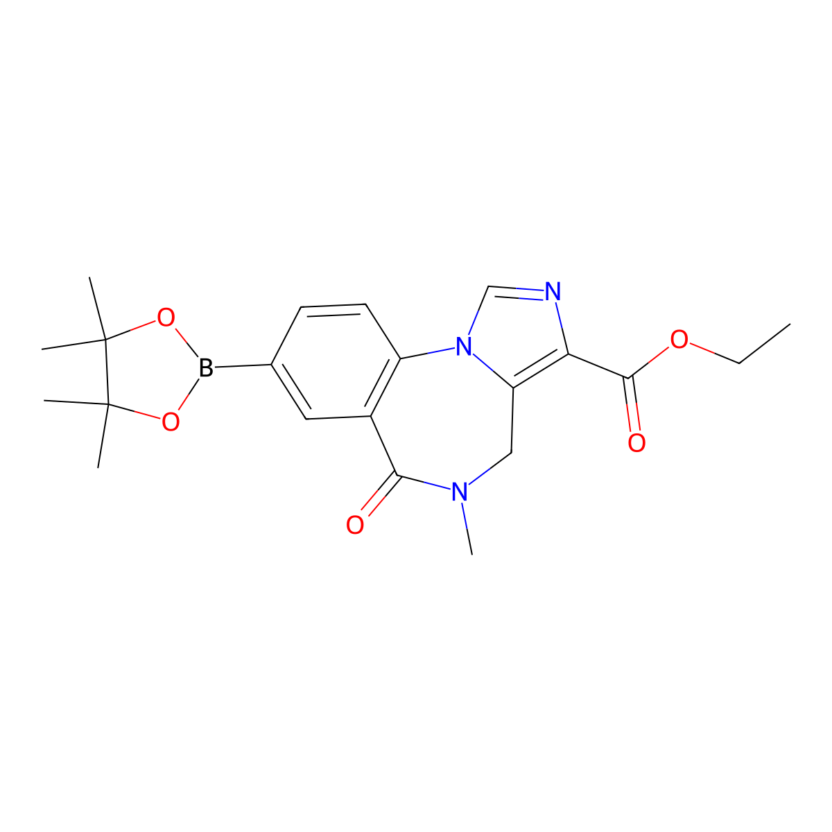 ethyl 5-methyl-6-oxo-8-(4,4,5,5-tetramethyl-1,3,2-dioxaborolan-2-yl)-4H-imidazo[1,5-a][1,4]benzodiazepine-3-carboxylate molecular structure, CAS 1943745-59-2