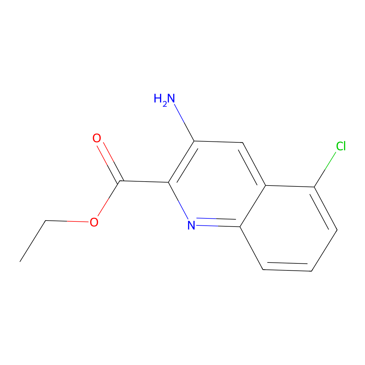 Ethyl 3-amino-5-chloroquinoline-2-carboxylate molecular structure, CAS 1943761-67-8
