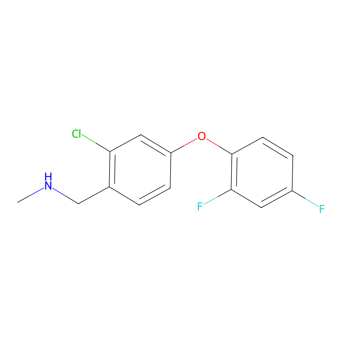 {[2-Chloro-4-(2,4-difluorophenoxy)phenyl]methyl}(methyl)amine molecular structure, CAS 1943954-25-3