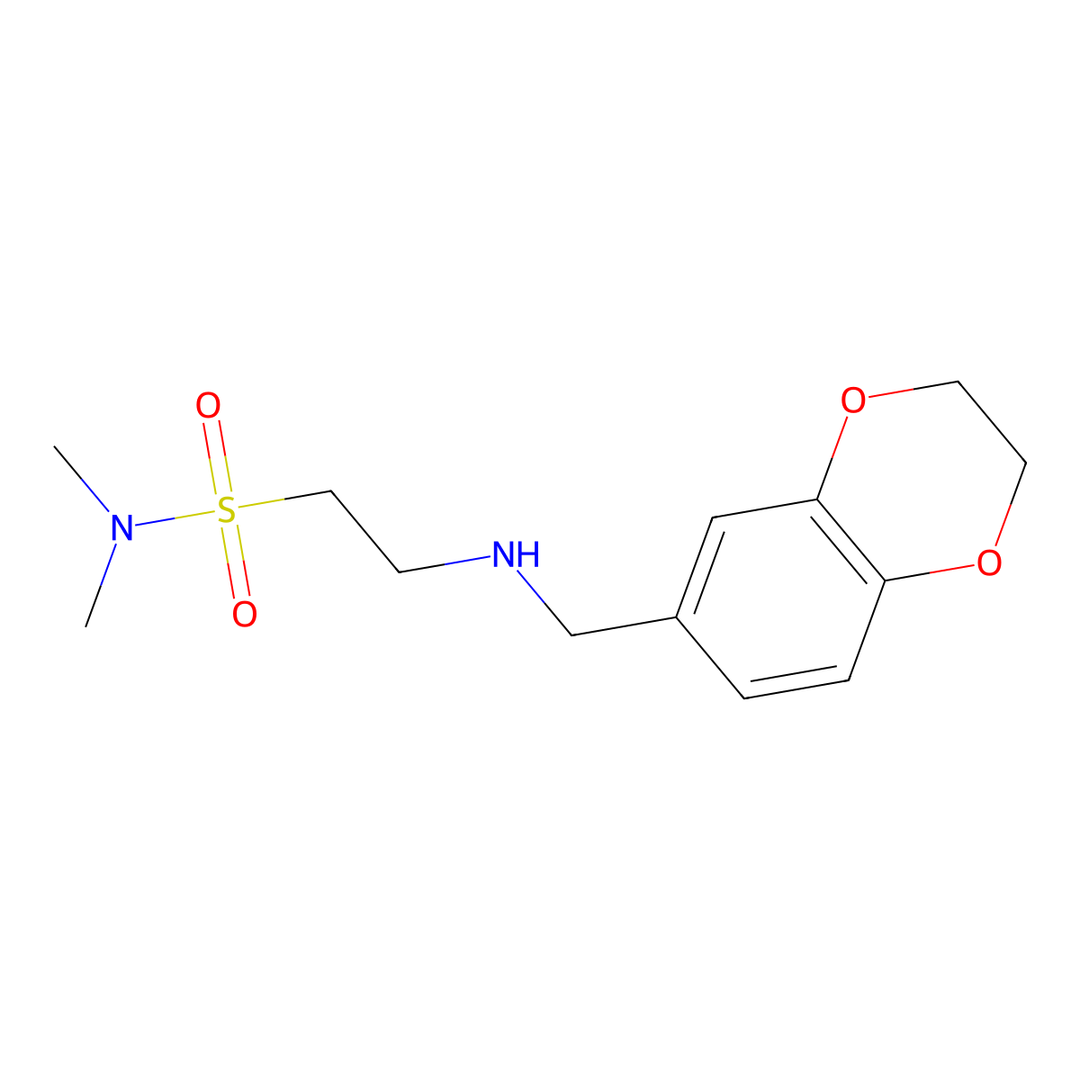 2-{[(2,3-dihydro-1,4-benzodioxin-6-yl)methyl]amino}-N,N-dimethylethane-1-sulfonamide molecular structure, CAS 1944127-25-6