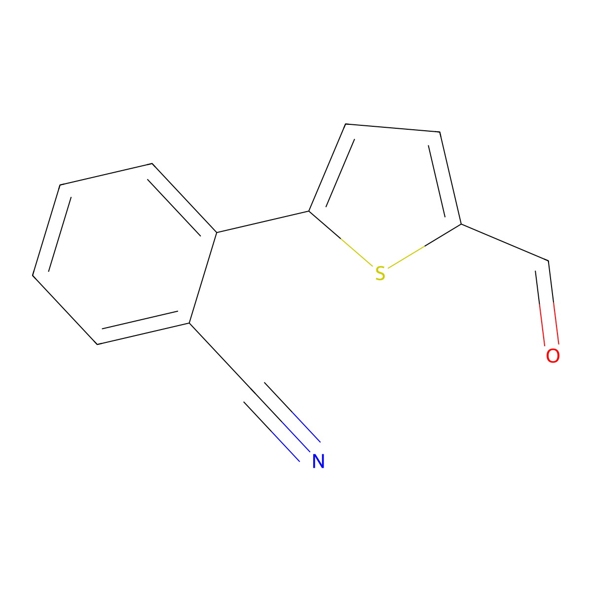 2-(5-Formylthiophen-2-yl)benzonitrile molecular structure, CAS 194416-92-7