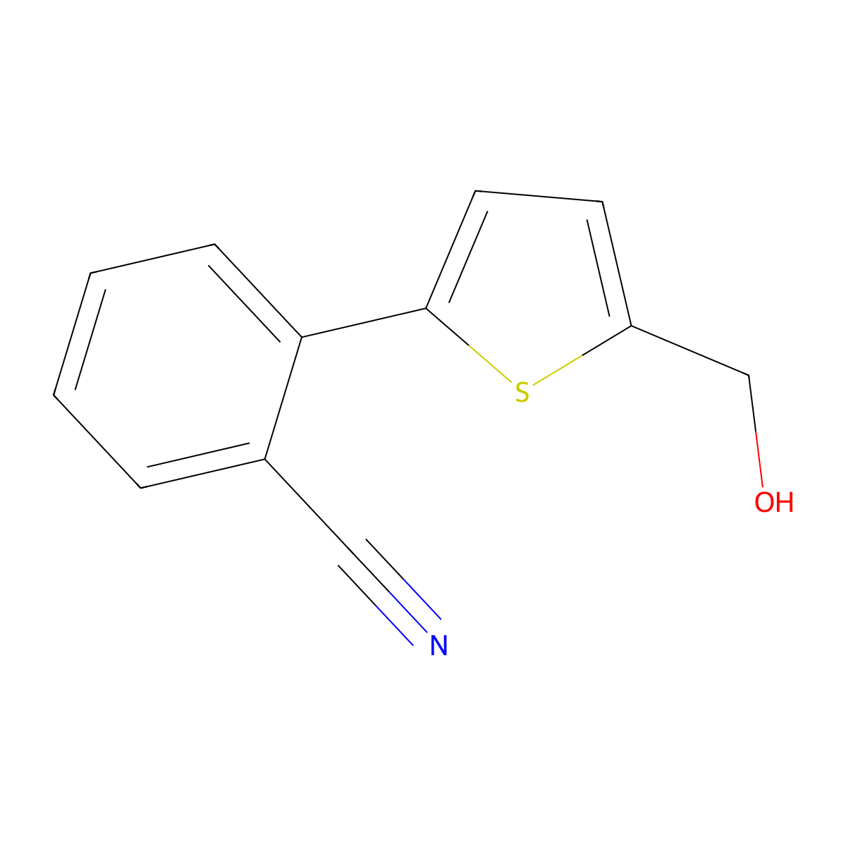 2-[5-(Hydroxymethyl)thiophen-2-yl]benzonitrile molecular structure, CAS 194416-94-9