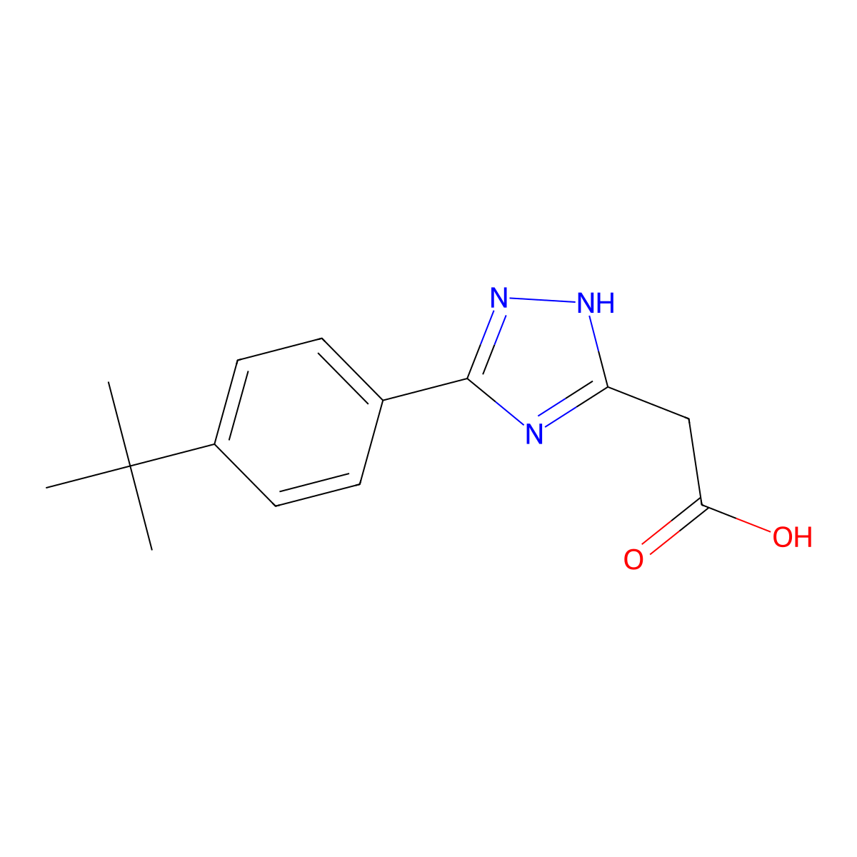 1H-1,2,4-Triazole-3-acetic acid, 5-[4-(1,1-dimethylethyl)phenyl]- molecular structure, CAS 194419-32-4