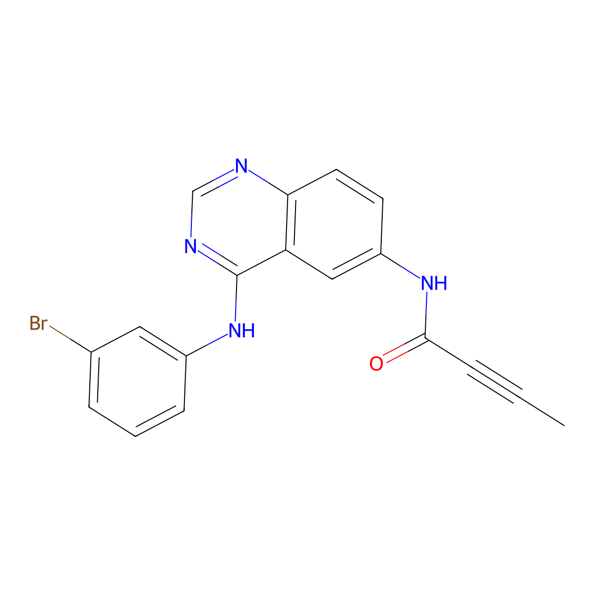 N-(4-((3-bromophenyl)amino)-6-quinazolinyl)-2-butynamide molecular structure, CAS 194423-06-8