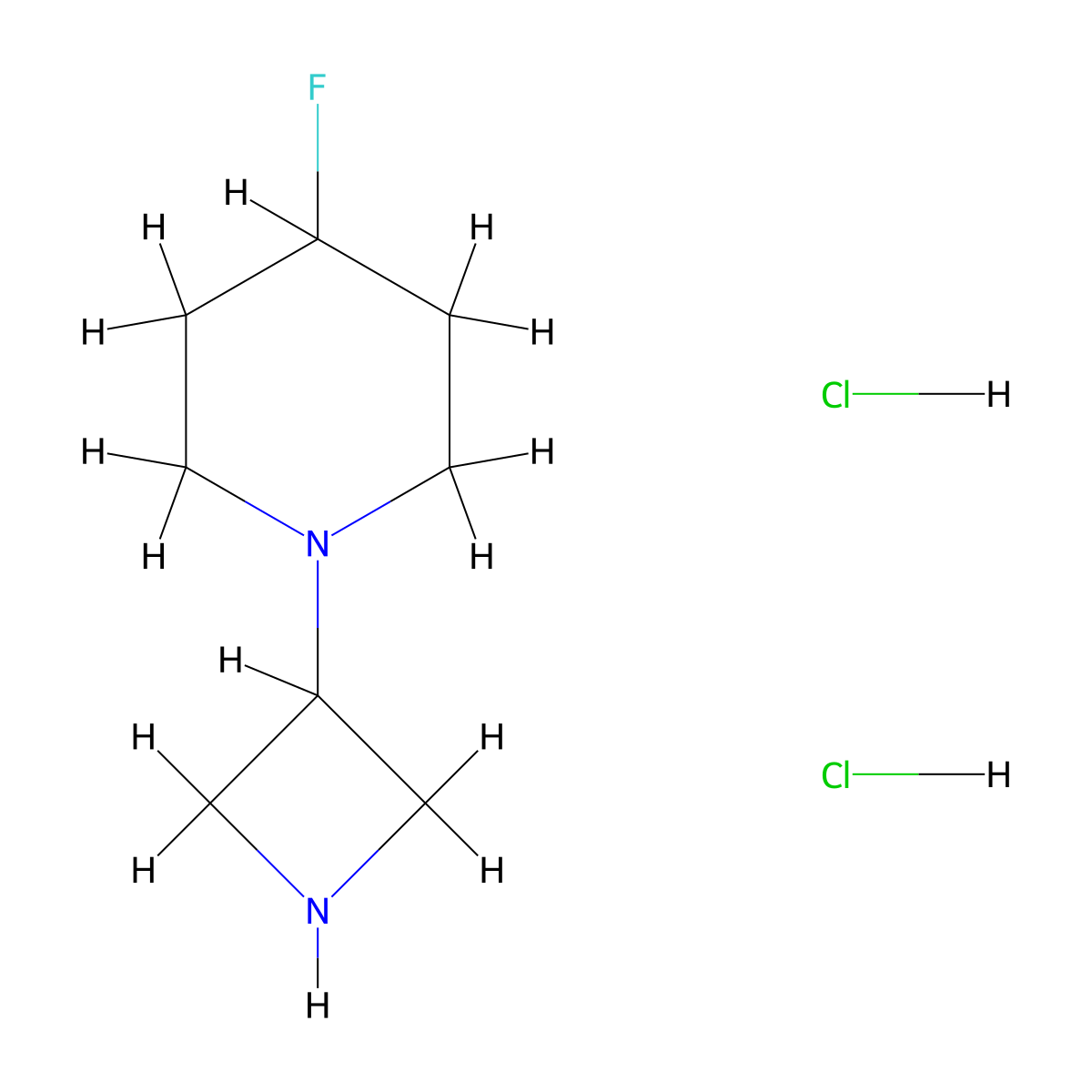 1-(Azetidin-3-YL)-4-fluoropiperidine dihydrochloride molecular structure, CAS 194427-15-1