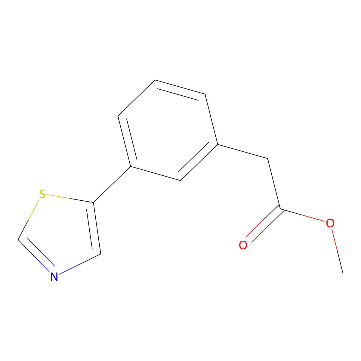 3-(5-Thiazolyl)benzeneacetic acid methyl ester molecular structure, CAS 1944483-55-9