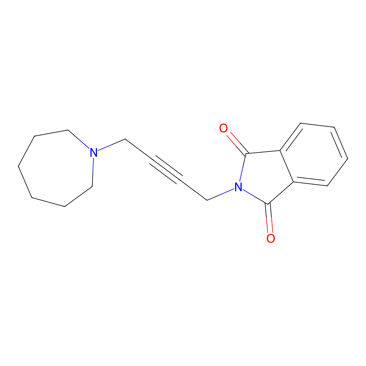 Phthalimide, N-(4-(hexahydro-1H-azepin-1-yl)but-2-ynyl)- molecular structure, CAS 19446-29-8