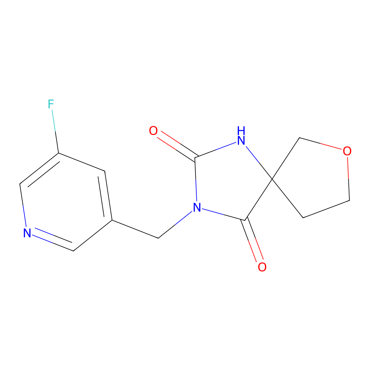 3-[(5-Fluoropyridin-3-yl)methyl]-7-oxa-1,3-diazaspiro[4.4]nonane-2,4-dione molecular structure, CAS 1944629-25-7