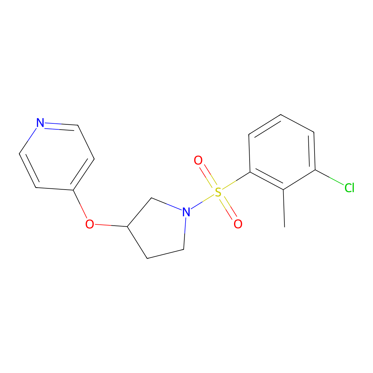 4-((1-((3-Chloro-2-methylphenyl)sulfonyl)pyrrolidin-3-yl)oxy)pyridine molecular structure, CAS 1944684-09-6