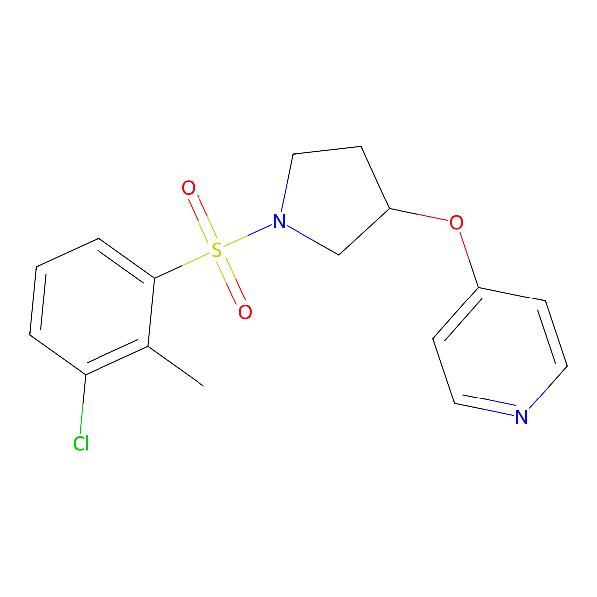 4-((1-((3-Chloro-2-methylphenyl)sulfonyl)pyrrolidin-3-yl)oxy)pyridine molecular structure, CAS 1944684-09-6