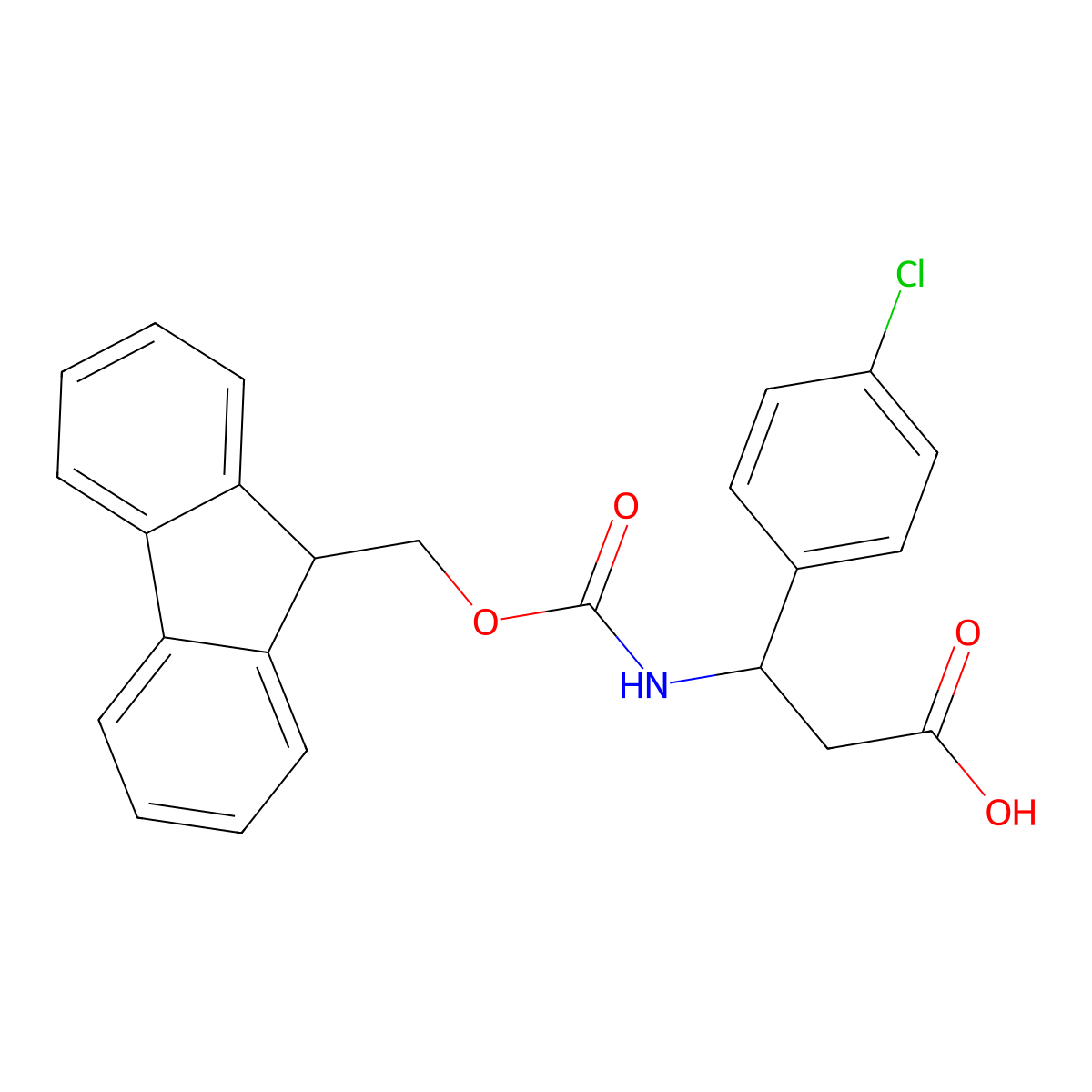 3-(4-chlorophenyl)-3-{[(9H-fluoren-9-ylmethoxy)carbonyl]amino}propanoic acid molecular structure, CAS 194471-87-9