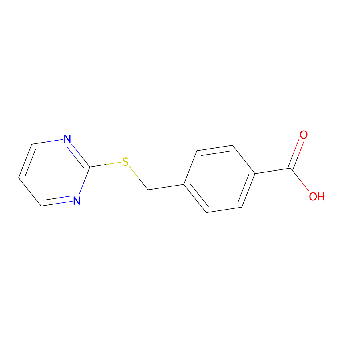 4-(Pyrimidin-2-ylsulfanylmethyl)benzoic acid molecular structure, CAS 194479-18-0