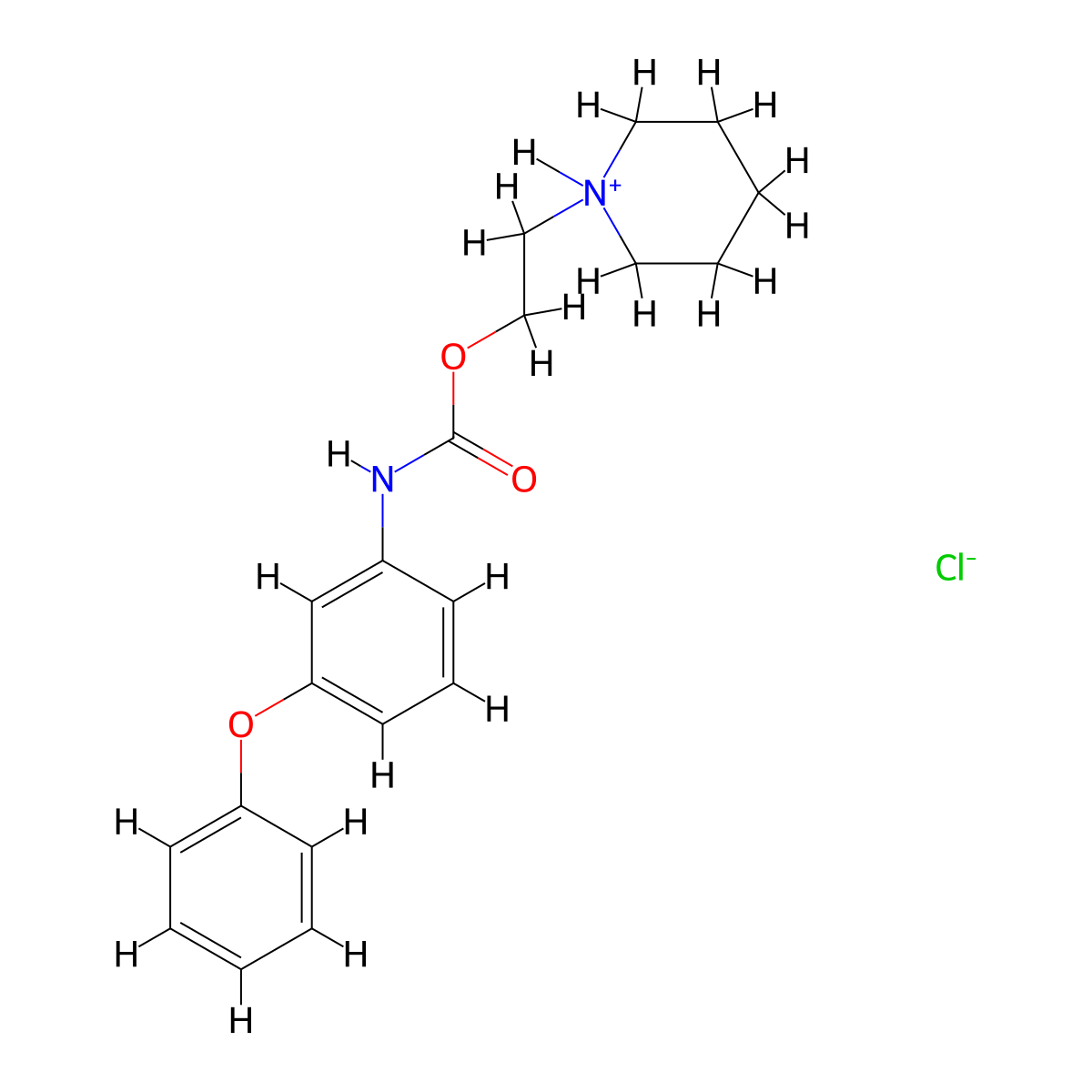 Carbanilic acid, m-phenoxy-, 2-piperidinoethyl ester, hydrochloride molecular structure, CAS 19448-00-1