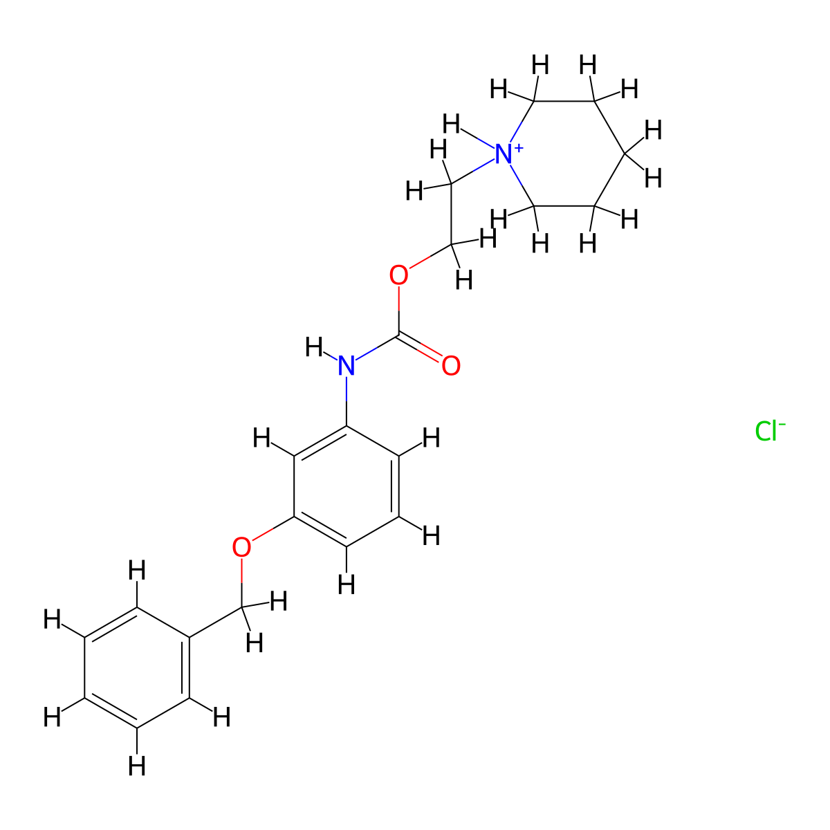 Carbanilic acid, m-(benzyloxy)-, 2-piperidinoethyl ester, hydrochloride molecular structure, CAS 19448-02-3