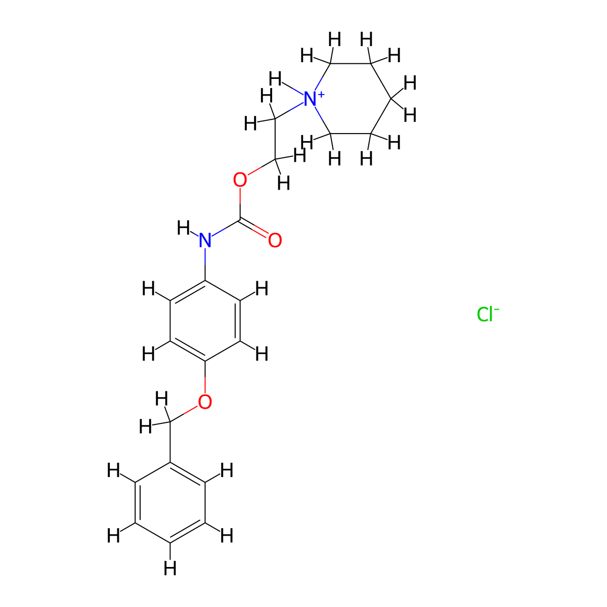 Carbanilic acid, p-(benzyloxy)-, 2-piperidinoethyl ester, hydrochloride molecular structure, CAS 19448-03-4