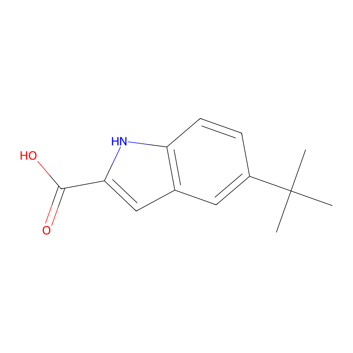 5-(1,1-Dimethylethyl)-1H-indole-2-carboxylic acid molecular structure, CAS 194490-19-2