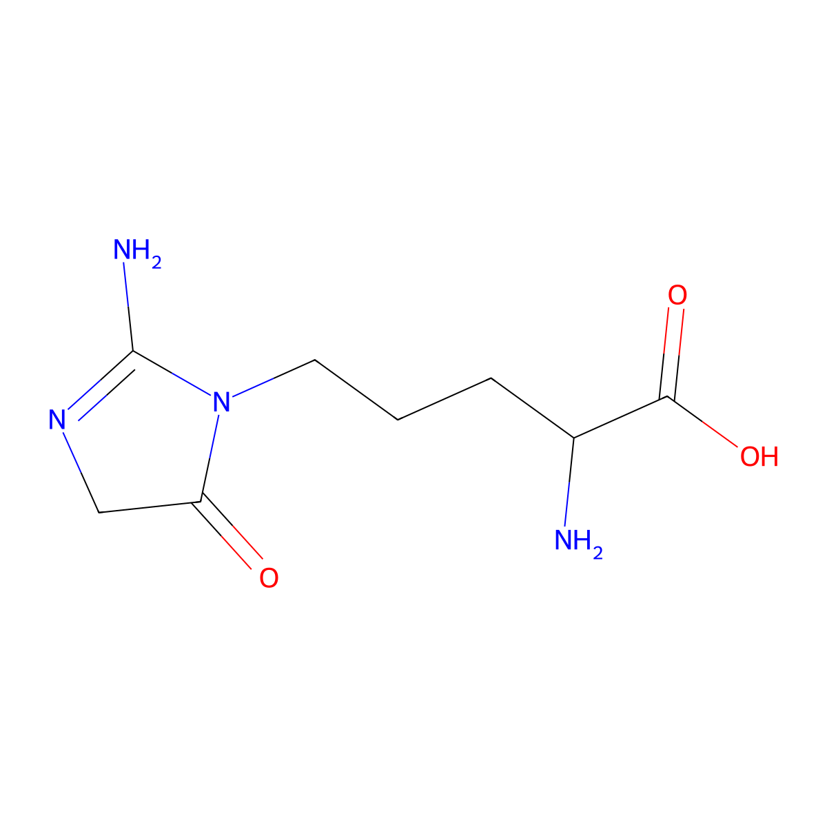 5-(5-Oxo-2-iminoimidazolidine-1-yl)norvaline molecular structure, CAS 194494-49-0