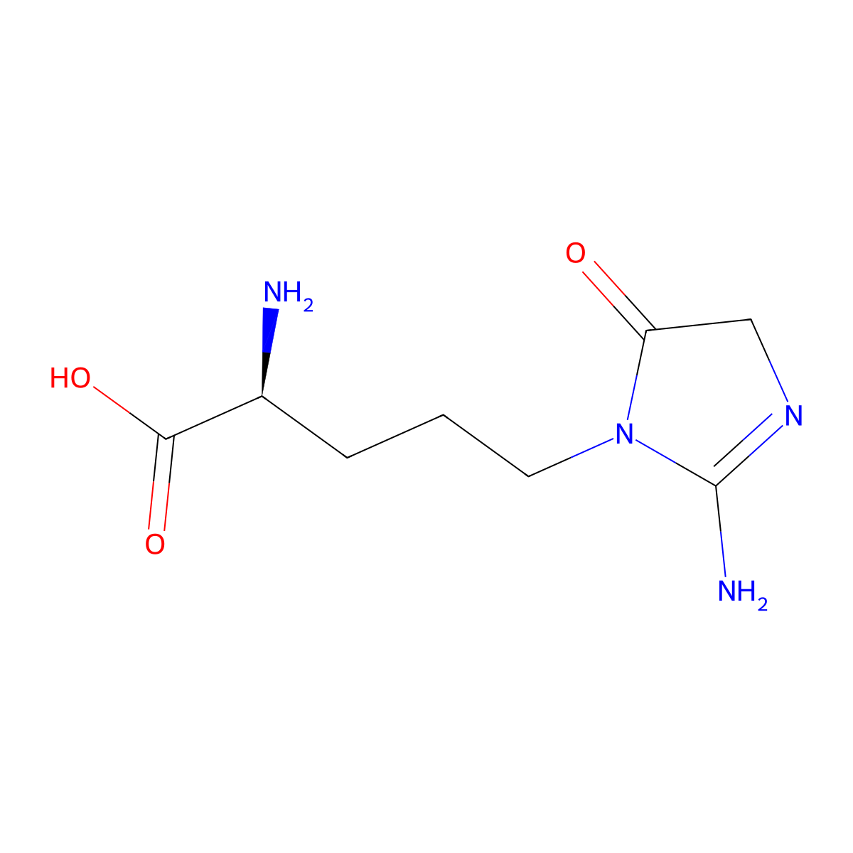 5-(5-Oxo-2-iminoimidazolidine-1-yl)norvaline molecular structure, CAS 194494-49-0