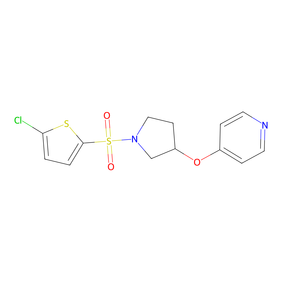 4-((1-((5-Chlorothiophen-2-yl)sulfonyl)pyrrolidin-3-yl)oxy)pyridine molecular structure, CAS 1945218-34-7