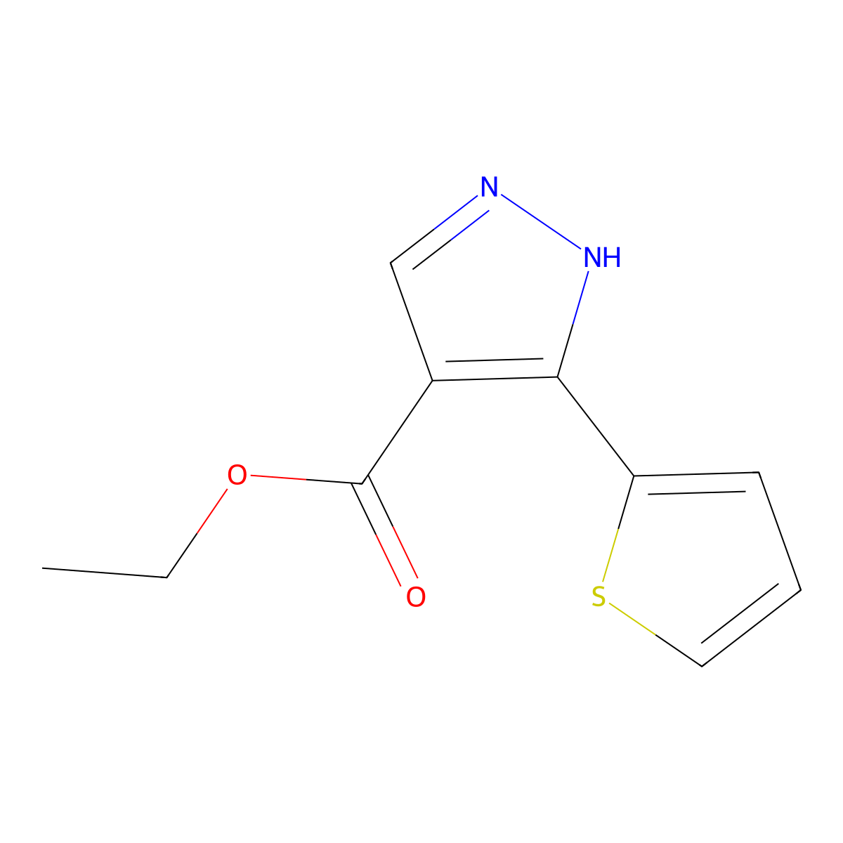 Ethyl 5-(thiophen-2-yl)-1H-pyrazole-4-carboxylate molecular structure, CAS 194546-13-9