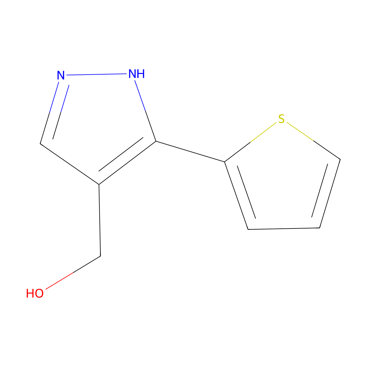 (5-thien-2-yl-1H-pyrazol-4-yl)methanol molecular structure, CAS 194546-14-0