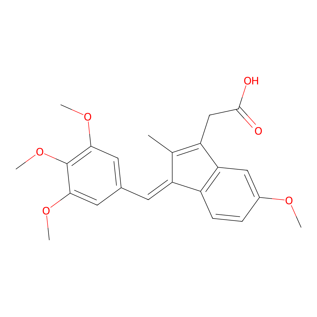 (Z)-2-[5-Methoxy-2-methyl-1-(3,4,5-trimethoxybenzylidene)-3-indenyl]acetic Acid molecular structure, CAS 1945942-35-7