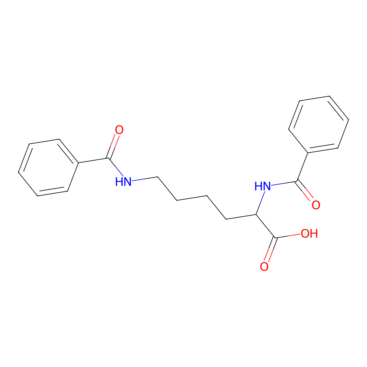 2,6-Dibenzamidohexanoic acid molecular structure, CAS 1946-96-9