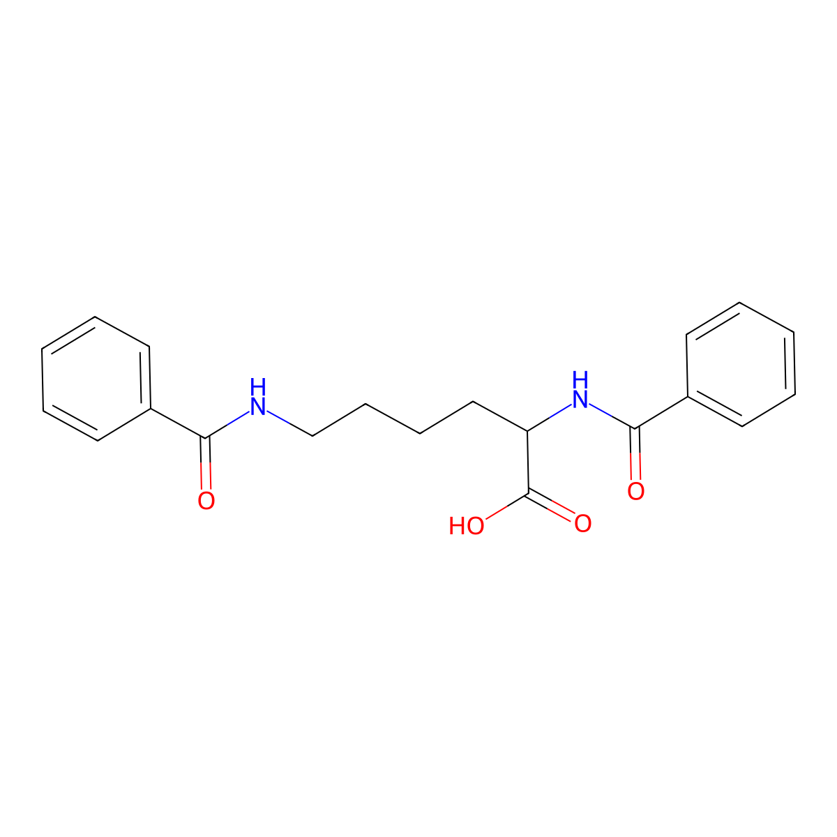 2,6-Dibenzamidohexanoic acid molecular structure, CAS 1946-96-9