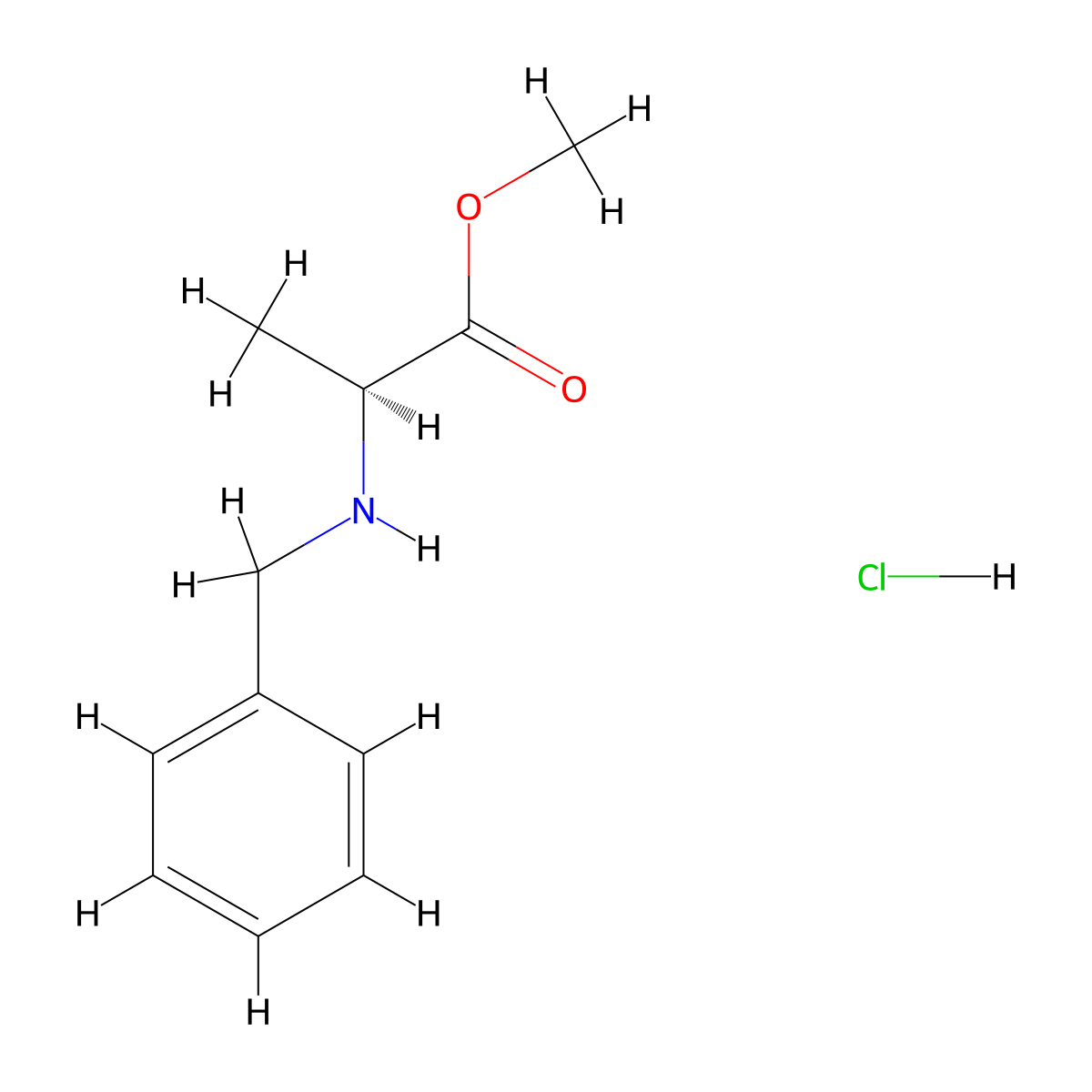 (S)-methyl 2-(benzylamino)propanoate hydrochloride molecular structure, CAS 19460-85-6