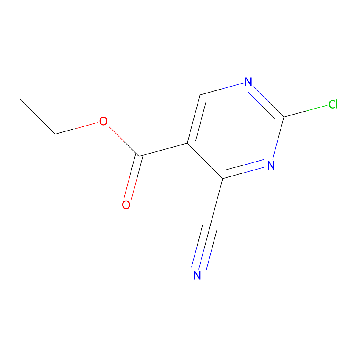 Ethyl 2-chloro-4-cyanopyrimidine-5-carboxylate molecular structure, CAS 1946004-37-0
