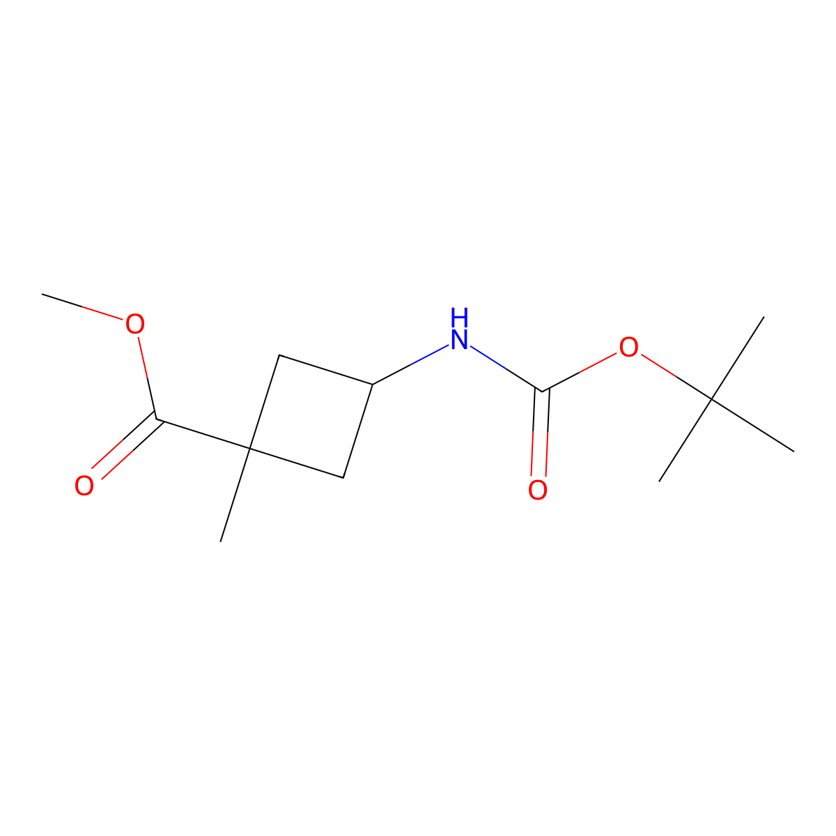 Methyl cis-3-{[(tert-butoxy)carbonyl]amino}-1-methylcyclobutane-1-carboxylate molecular structure, CAS 1946010-80-5