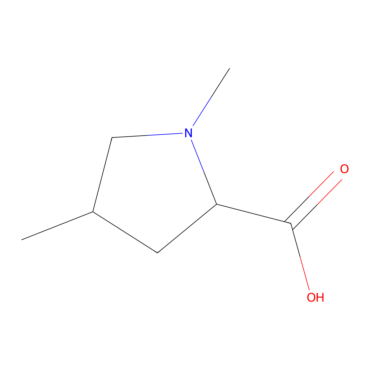 (2S,4R)-1,4-Dimethylpyrrolidine-2-carboxylic acid molecular structure, CAS 1946010-81-6