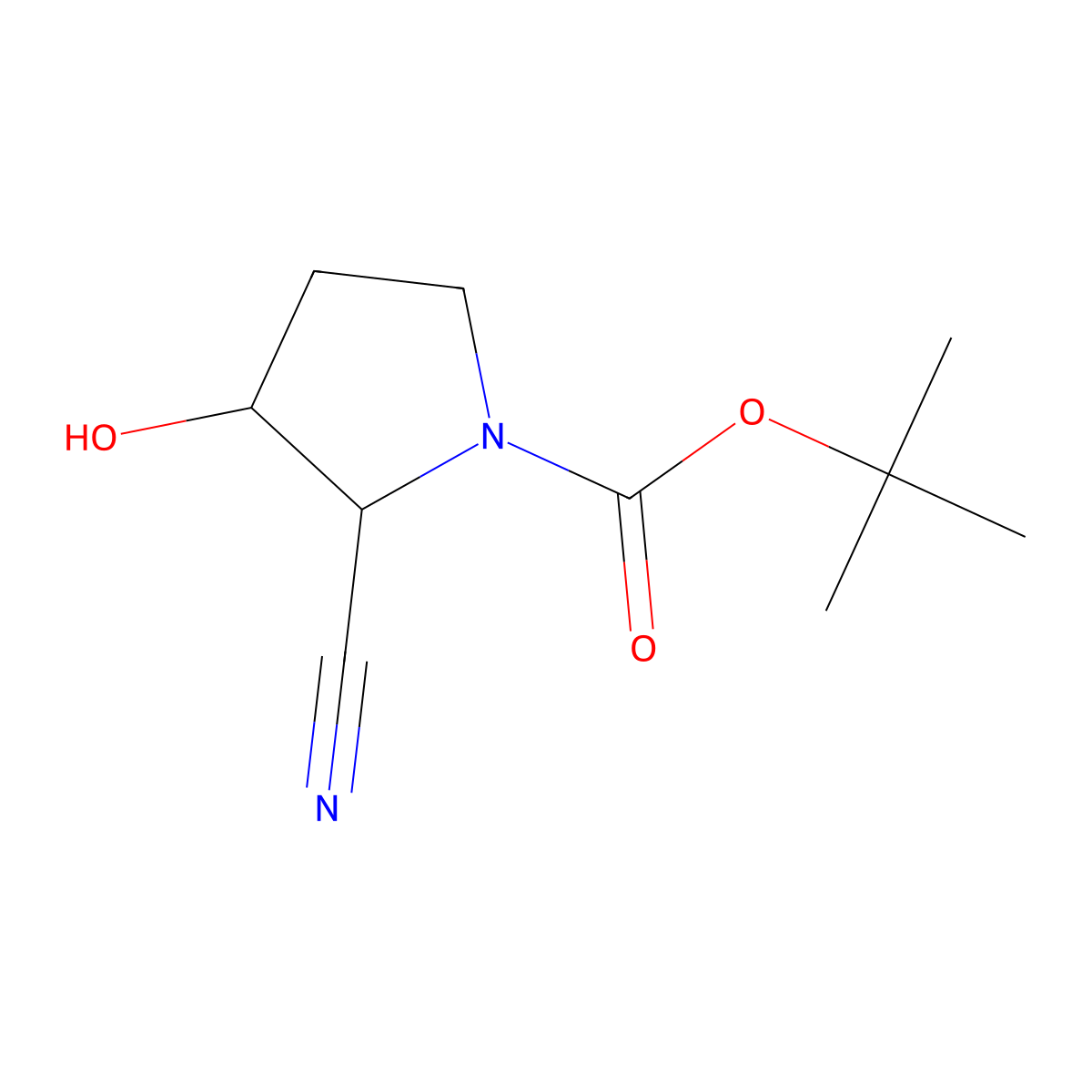 Tert-butyl (2R,3S)-2-cyano-3-hydroxypyrrolidine-1-carboxylate molecular structure, CAS 1946010-83-8