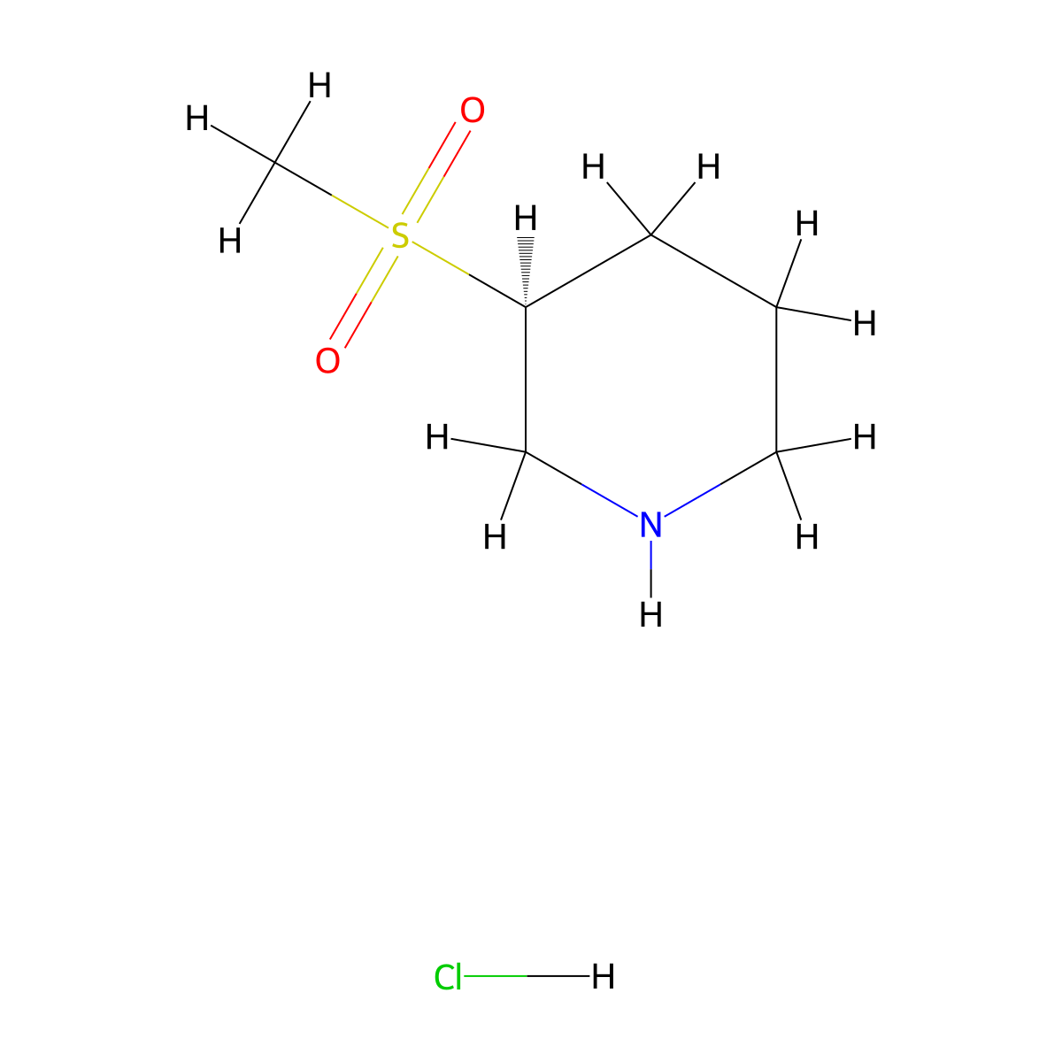 (3S)-3-Methanesulfonylpiperidine hydrochloride molecular structure, CAS 1946010-89-4