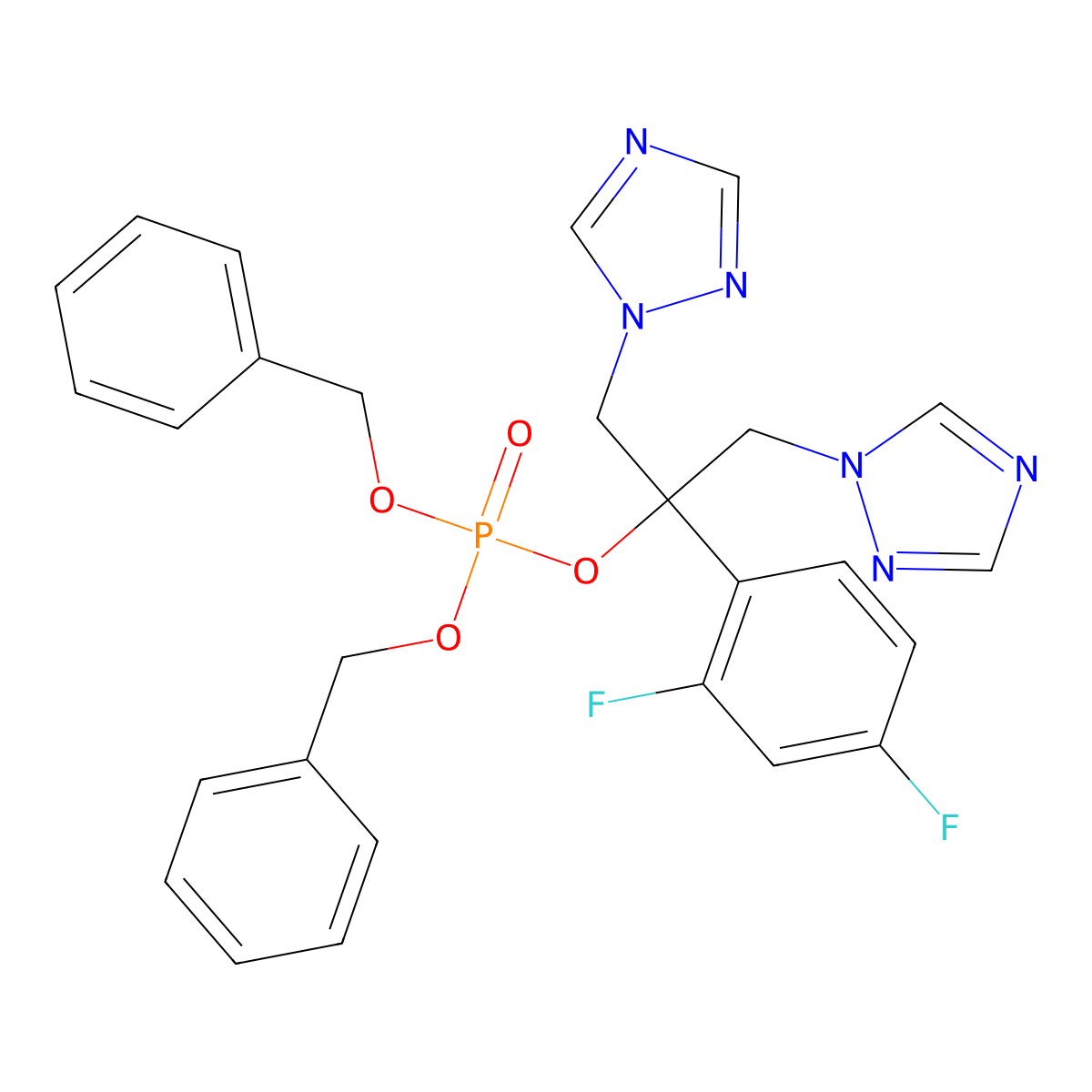 1-(2,4-Difluorophenyl)-2-(1H-1,2,4-triazol-1-yl)-1-(1H-1,2,4-triazol-1-ylmethyl)ethyl bis(phenylmethyl) phosphate molecular structure, CAS 194602-25-0