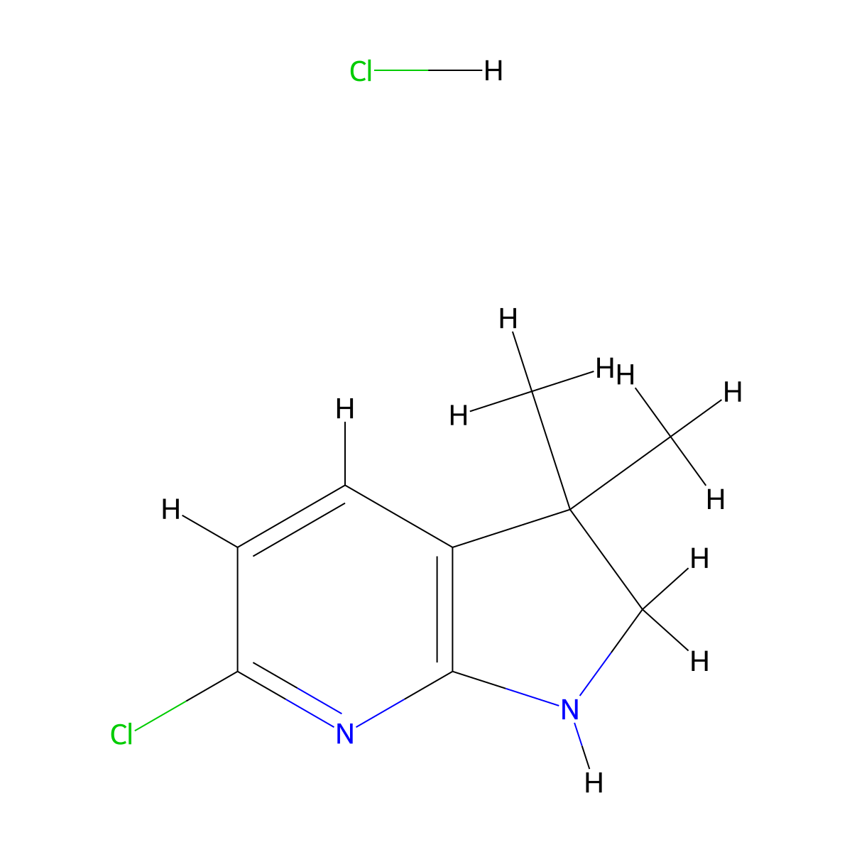 6-Chloro-3,3-dimethyl-1H,2H,3H-pyrrolo[2,3-b]pyridine hydrochloride molecular structure, CAS 1946021-29-9