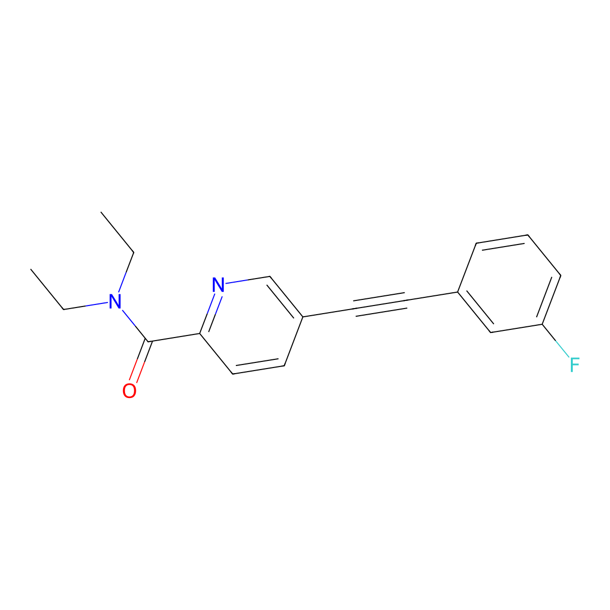 N,N-diethyl-5-((3-fluorophenyl)ethynyl)picolinamide molecular structure, CAS 1946021-40-4