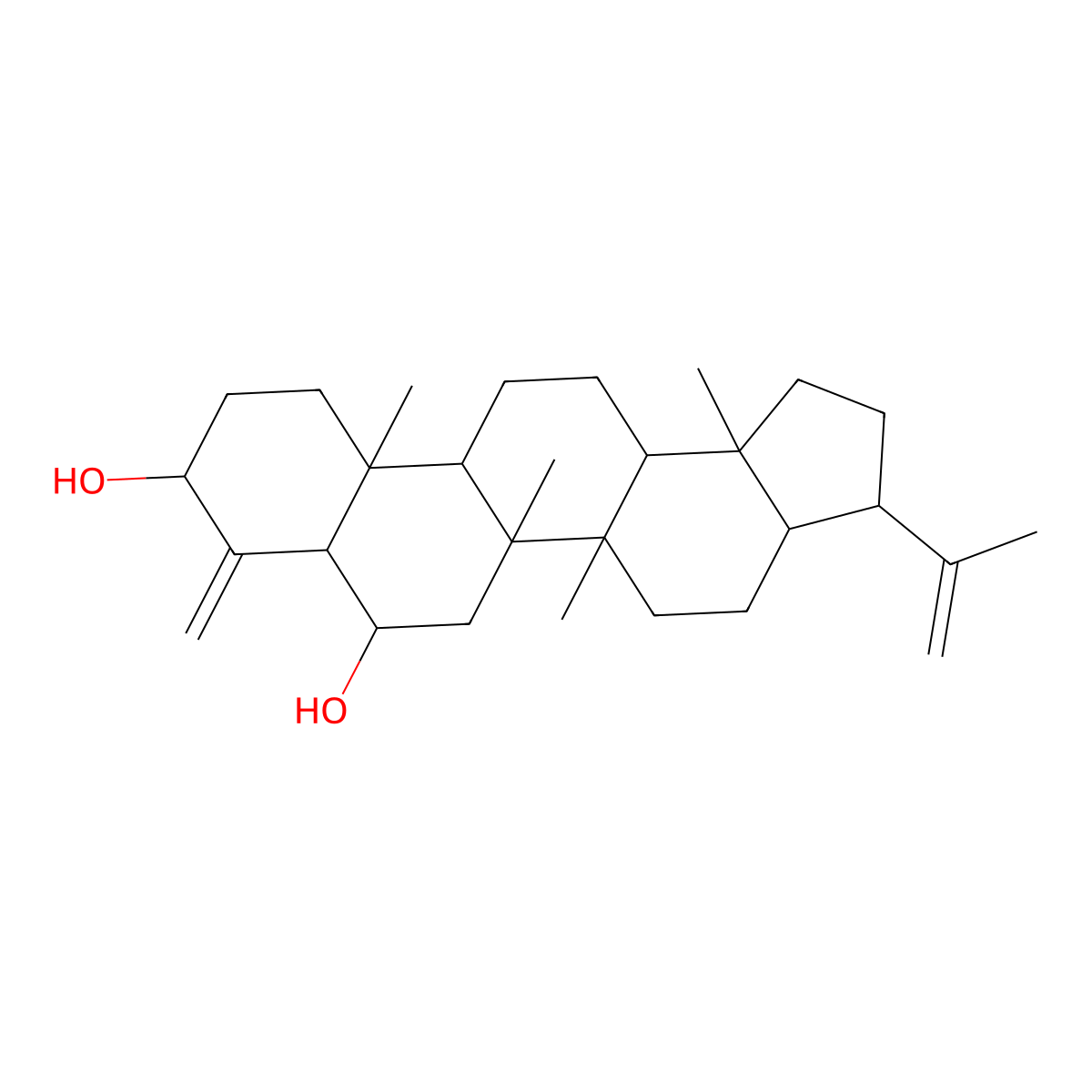 21aH-24-Norhopa-4(23),22(29)-diene-3b,6b-diol molecular structure, CAS 194613-74-6