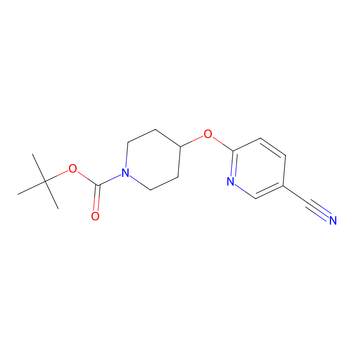 Tert-butyl 4-(5-cyanopyridin-2-yloxy)piperidine-1-carboxylate molecular structure, CAS 194668-38-7
