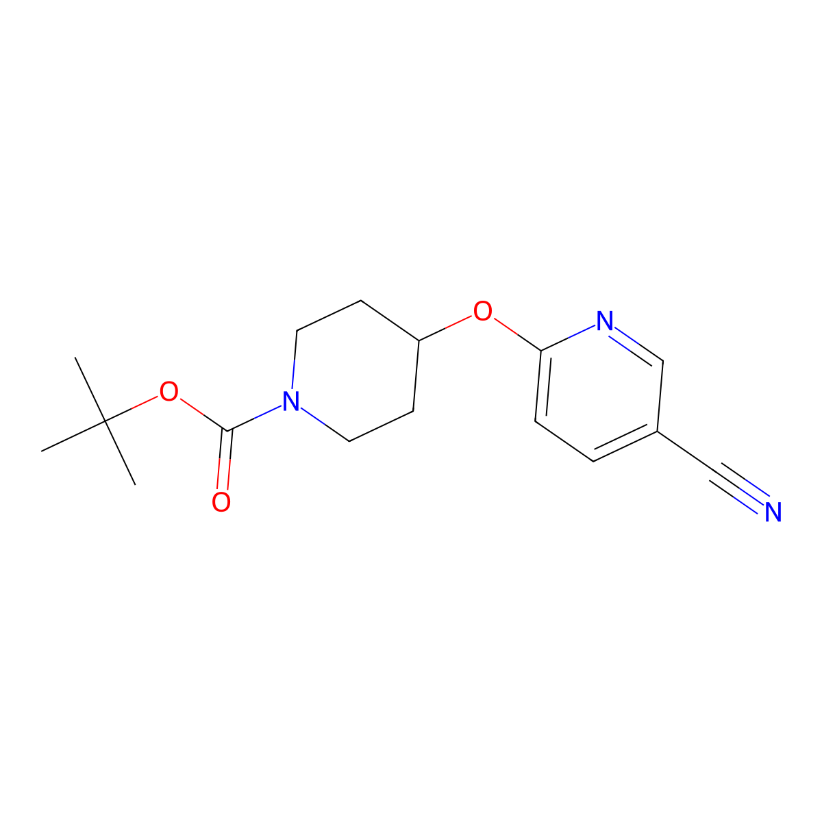 Tert-butyl 4-(5-cyanopyridin-2-yloxy)piperidine-1-carboxylate molecular structure, CAS 194668-38-7