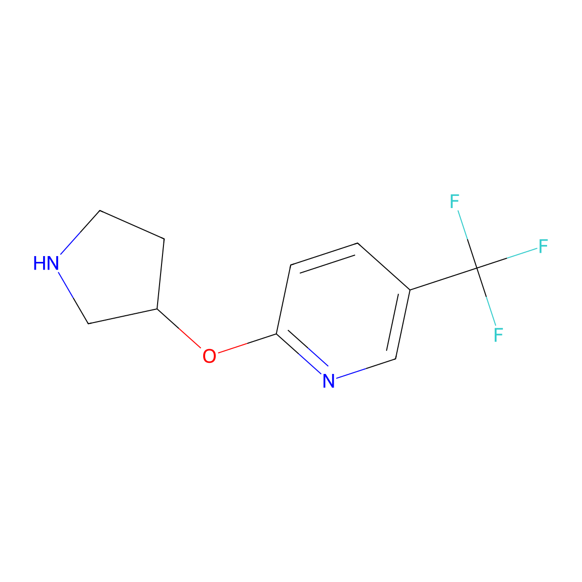 2-(Pyrrolidin-3-yloxy)-5-(trifluoromethyl)pyridine molecular structure, CAS 194668-46-7