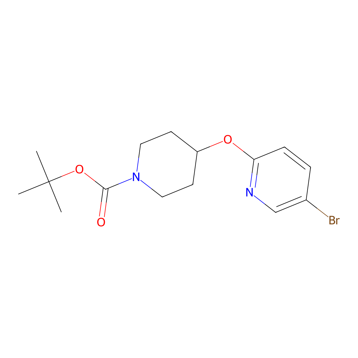 tert-Butyl 4-((5-bromopyridin-2-yl)oxy)piperidine-1-carboxylate molecular structure, CAS 194668-49-0