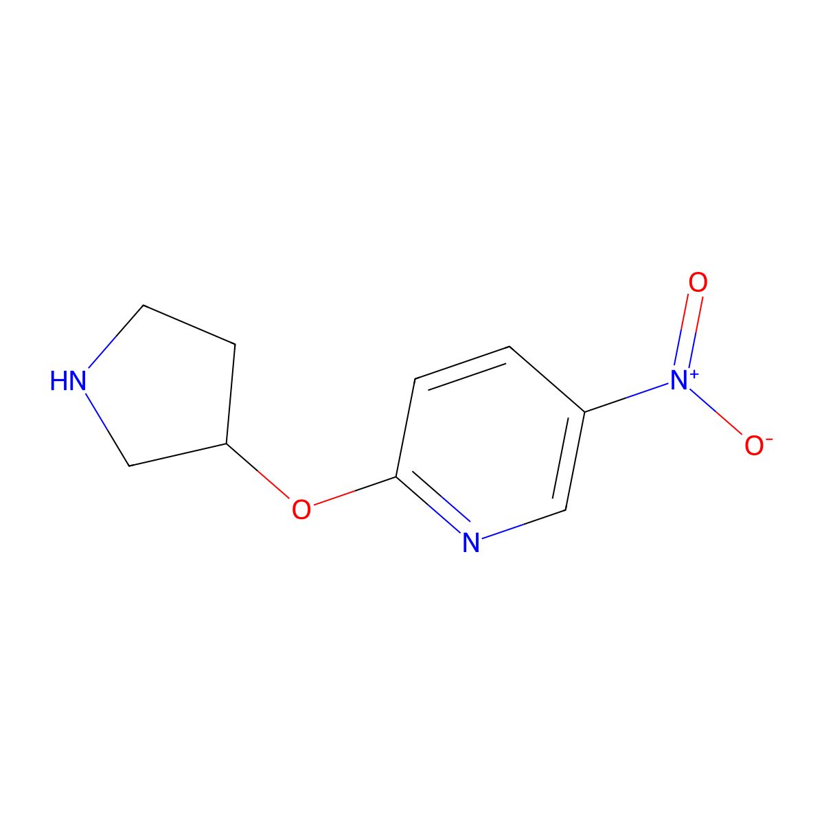5-Nitro-2-(pyrrolidin-3-yloxy)pyridine molecular structure, CAS 194668-89-8