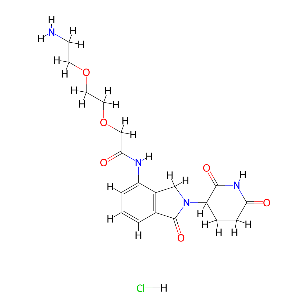 Lenalidomide-acetamido-O-PEG1-C2-amine HCl molecular structure, CAS 1946779-34-5