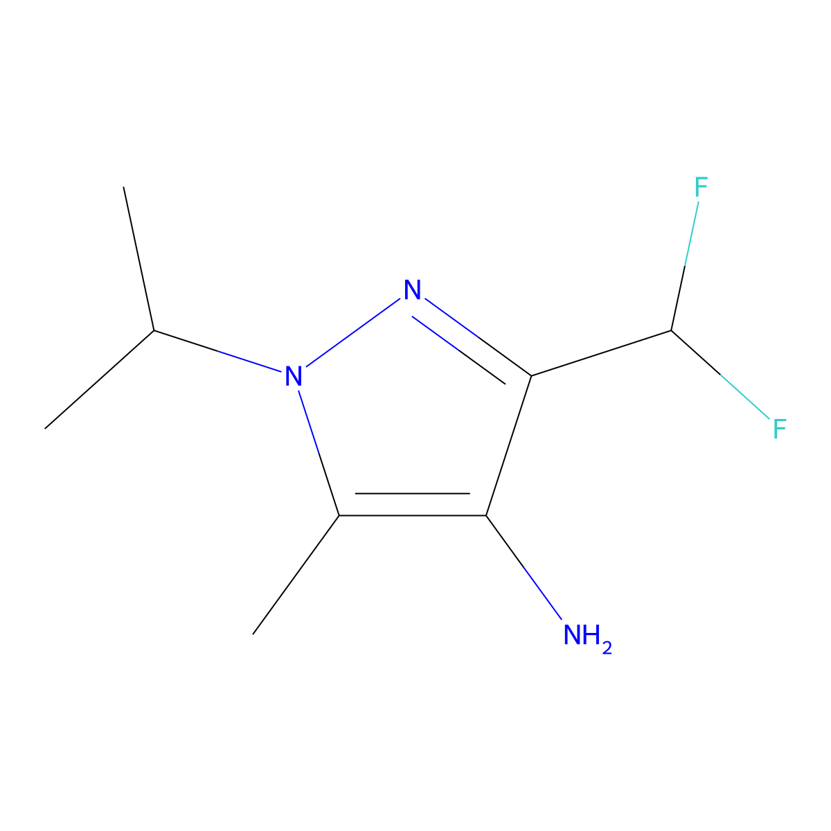 3-(difluoromethyl)-5-methyl-1-(propan-2-yl)-1H-pyrazol-4-amine molecular structure, CAS 1946812-21-0
