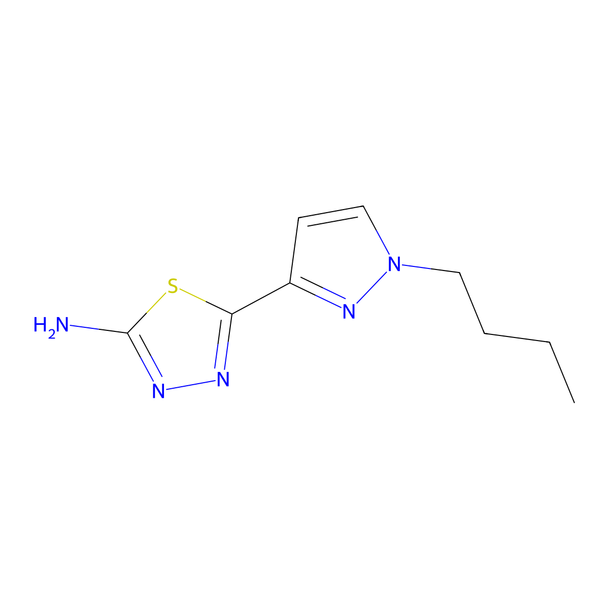 5-(1-butyl-1H-pyrazol-3-yl)-1,3,4-thiadiazol-2-amine molecular structure, CAS 1946812-22-1
