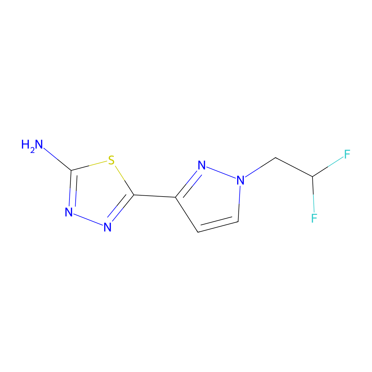 5-[1-(2,2-difluoroethyl)-1H-pyrazol-3-yl]-1,3,4-thiadiazol-2-amine molecular structure, CAS 1946812-25-4