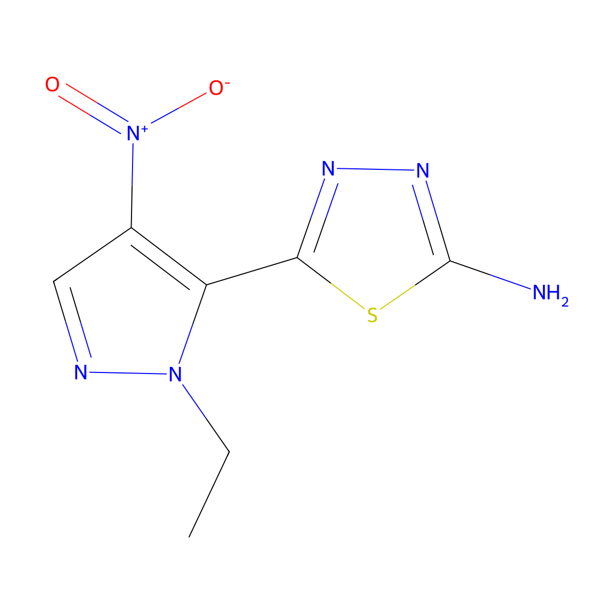 5-(1-Ethyl-4-nitro-1H-pyrazol-5-yl)-1,3,4-thiadiazol-2-amine molecular structure, CAS 1946812-66-3